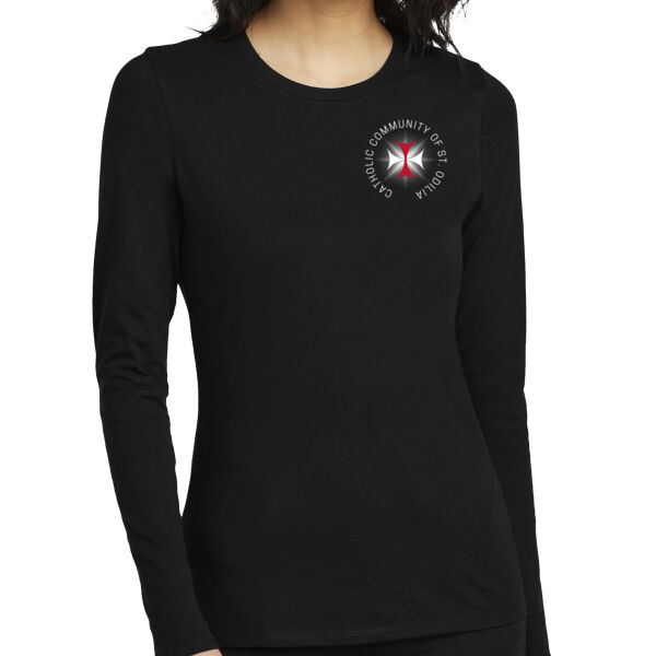 District® Women’s Perfect Blend® CVC Long Sleeve Tee - Printed Logo Thumbnail